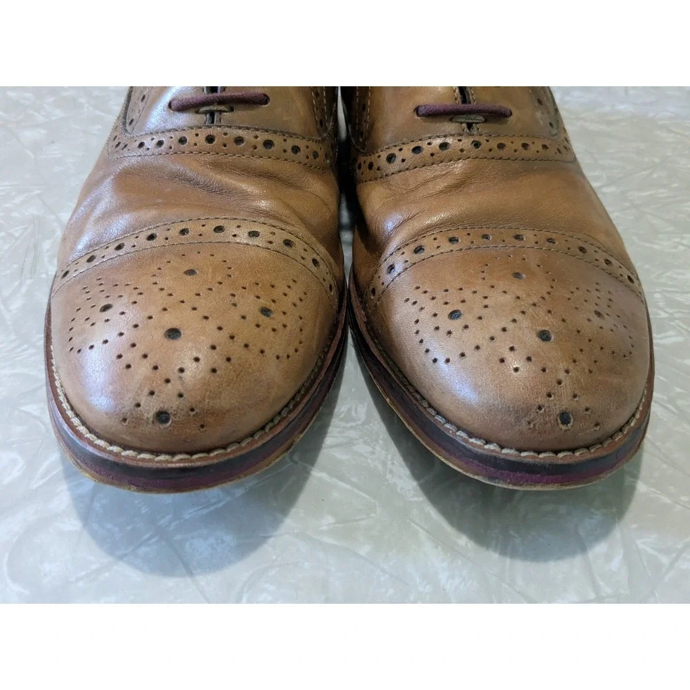 Johnston & Murphy‎ Conard Tan/Brown Leather Brogue Cap Toe Oxfords Size 8.5 M